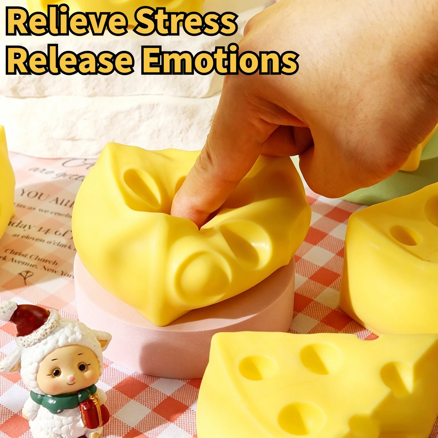Soft Triangular Square Cheese Squeeze Toy Slow Rebound Thrust Relief Sensory Toy Soft Butter Cheese Fidget Toy Christmas Gift Peaceful Pleasures Health and Wellness