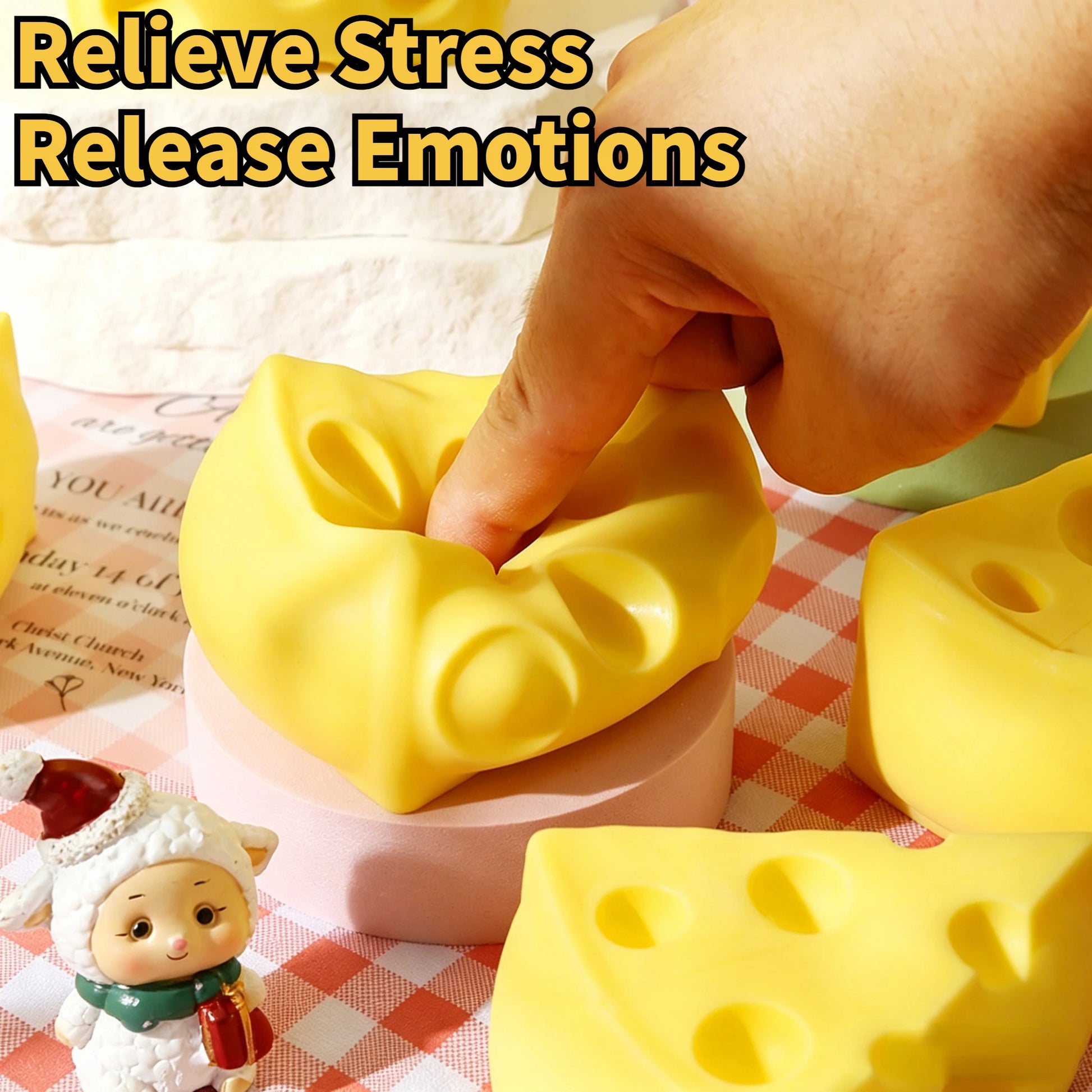Soft Triangular Square Cheese Squeeze Toy Slow Rebound Thrust Relief Sensory Toy Soft Butter Cheese Fidget Toy Christmas Gift Peaceful Pleasures Health and Wellness