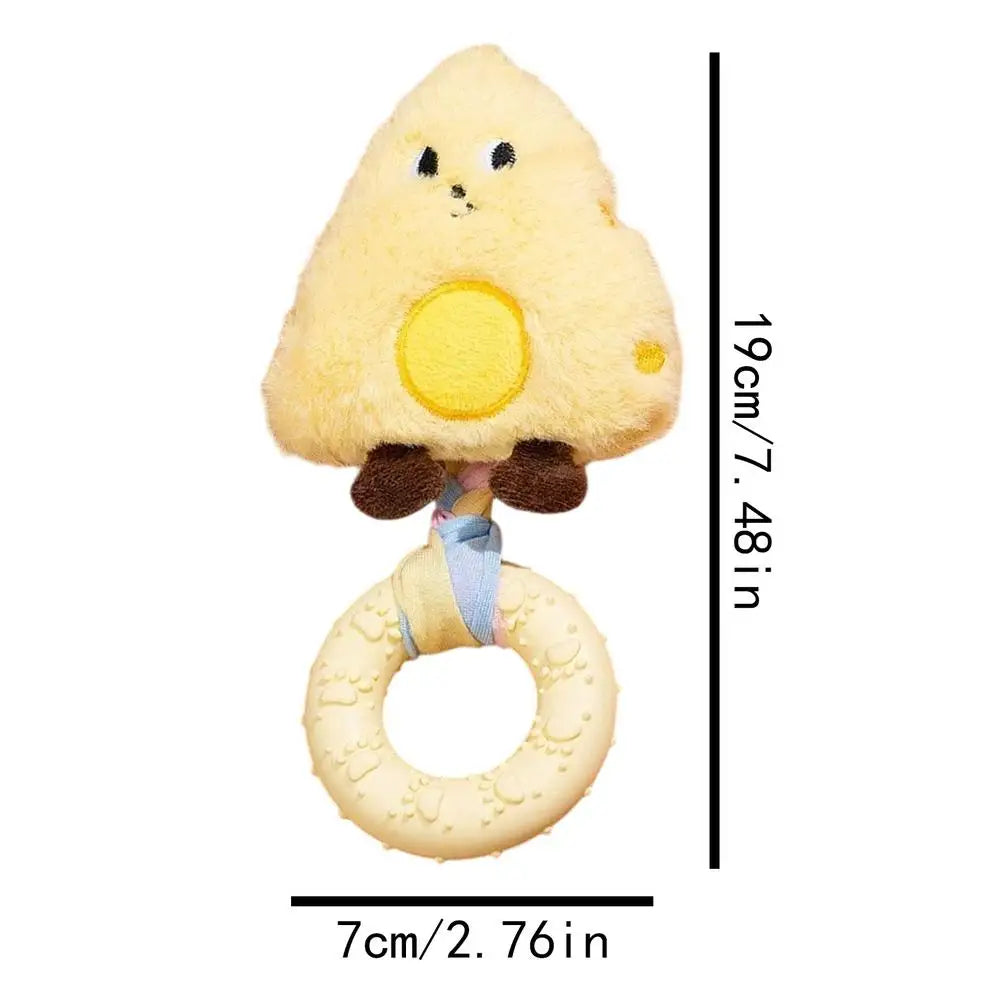 Squeaky Plush Dog Toy – Cheese Chew & Teething Toy for Dogs