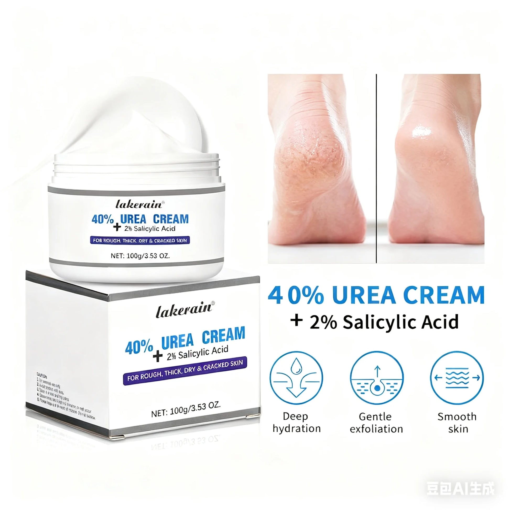 New 42% Urea Cream + 2% Salicylic acid Foot and hand Moisturizer, deep moisturizer and Nourishing moisturizer Peaceful Pleasures Health and Wellness
