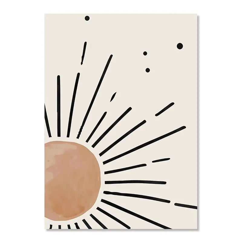 1pc frameless Canvas painting Boho Posters Abstract Geometry Line Canvas Painting Leaves Sun Rainbow Nordic Wall Art Pictures Peaceful Pleasures Health and Wellness A 50x70cm Unframed