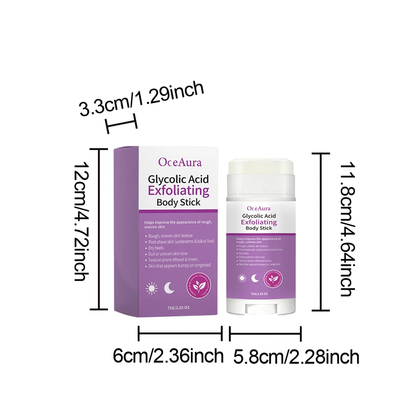 AHA BHA Exfoliating Body Stick – Shea Butter & Vitamin E 75g
