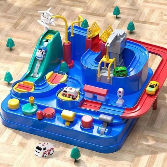 Kids Mechanical Racing Car Track Toy – Battery-Free Brain Game Car Track Toy Set Peaceful Pleasures Health and Wellness