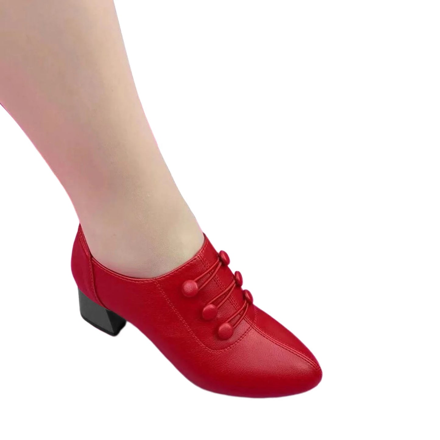 Woman Solid Casual Ankle Booties Women Low Heel Thick Sole Shoes Gift for Christmas Birthday New Year Peaceful Pleasures Health and Wellness Red 38