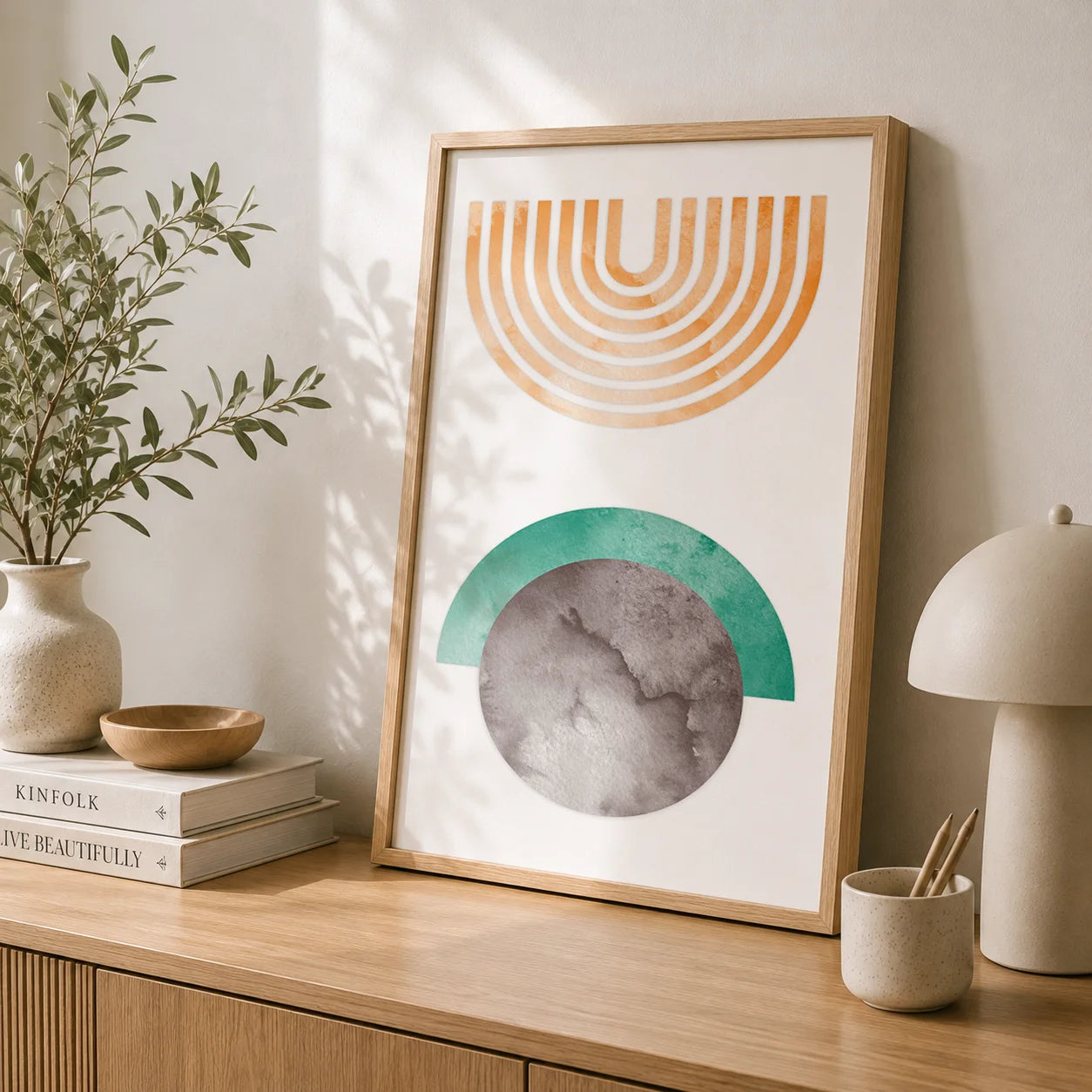 Boho Geometric Abstract Canvas Wall Art | Nordic Poster Print Canvas Wall Art Peaceful Pleasures Health and Wellness