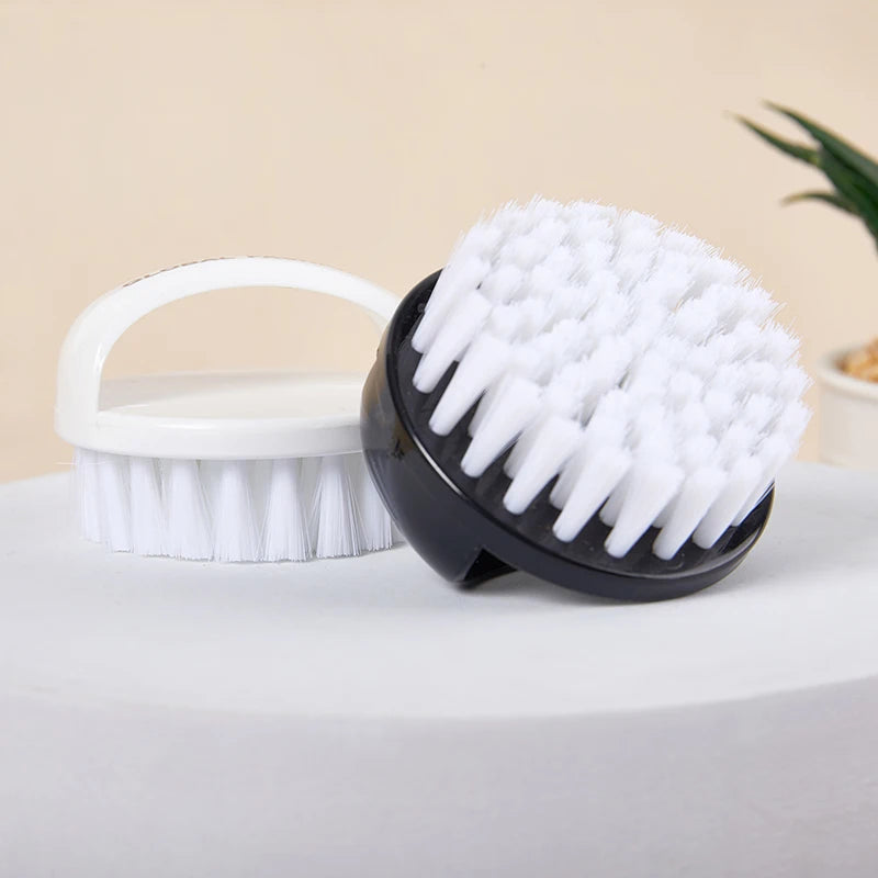 Nail Brush Nail Art Pedicure Soft Remove Dust Plastic Round Cleaning Scrubbing File Tools Black White Manicure Finger Care Salon Peaceful Pleasures Health and Wellness
