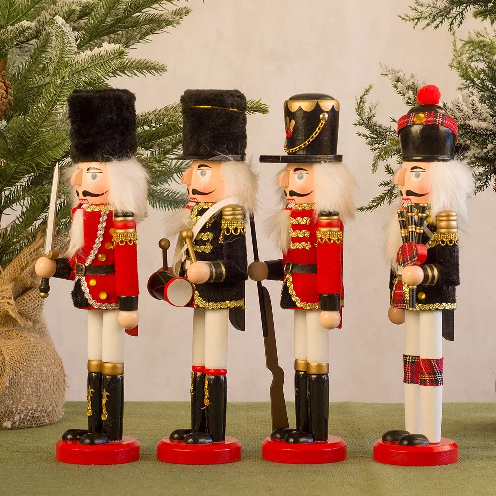 New Creative 30cm Wooden Christmas Nutcrackers Wooden Soldiers Guard Figurines with Good Workmanship for Holiday Decor Display Peaceful Pleasures Health and Wellness