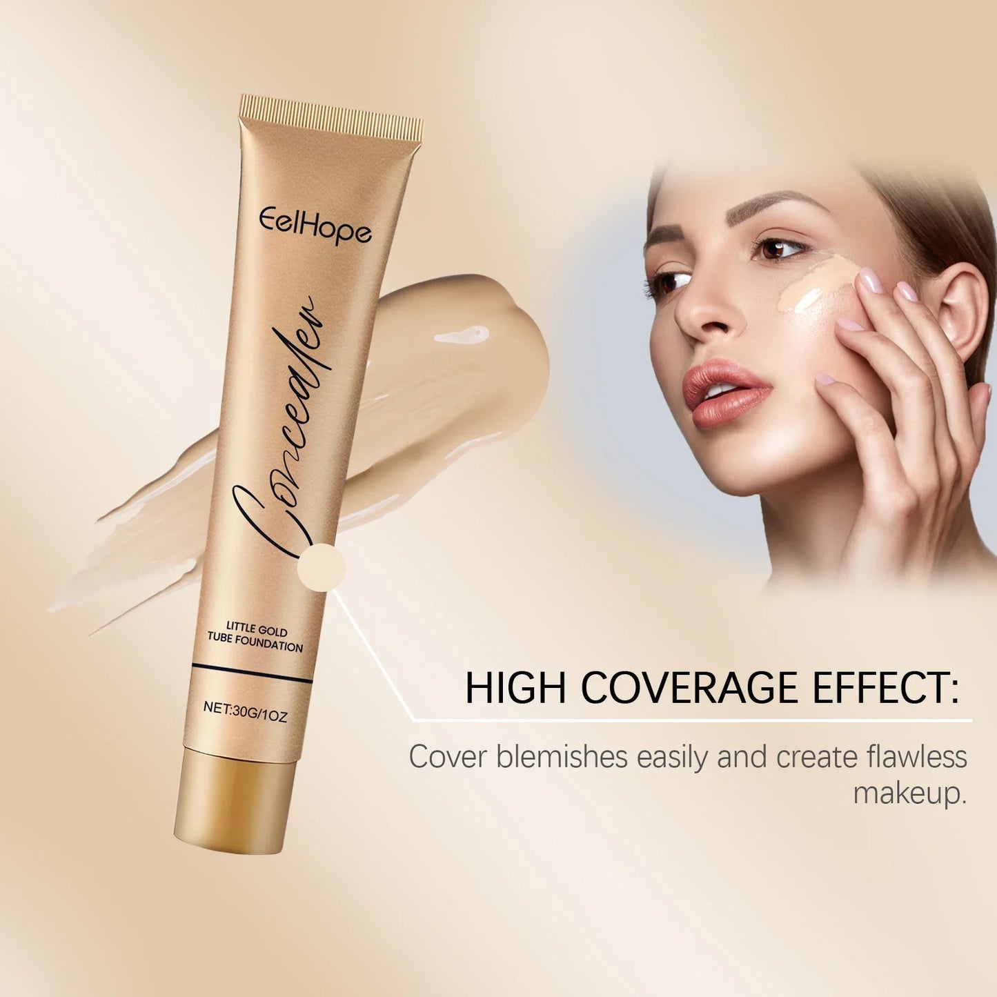 Eelhope 2-in-1 Foundation & Concealer Gold Tube 30ml