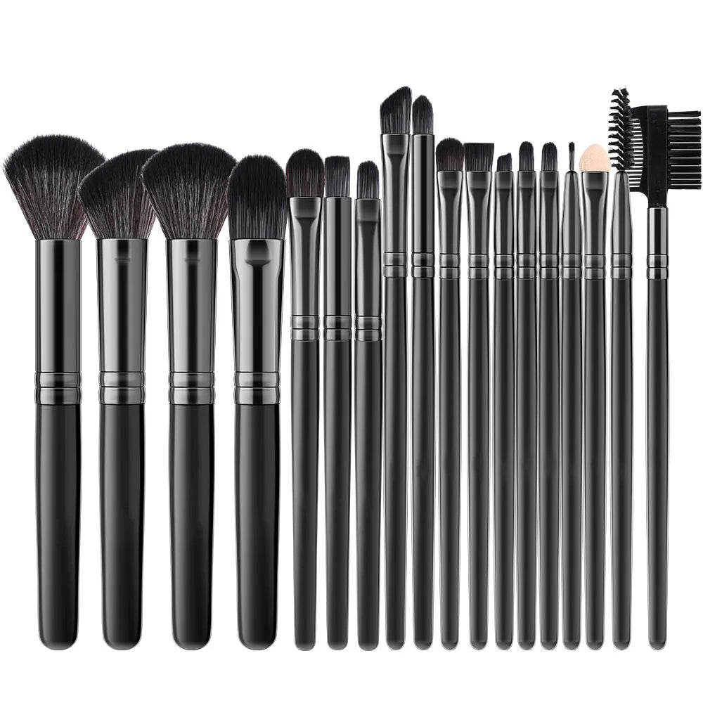 18-Piece Synthetic Kabuki Makeup Brush Set | Foundation & Eye