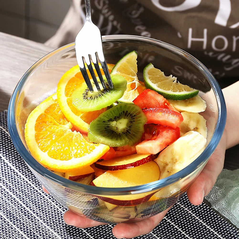 Transparent Thickened Glass Bowl Home Kitchen Microwave Oven Special Egg-Beating Dough-Kneading Salad Bowl Household Soup Bowl Peaceful Pleasures Health and Wellness
