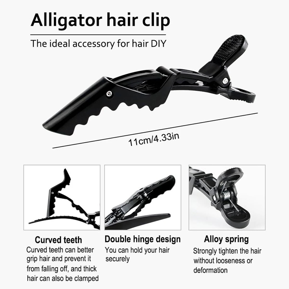 6pcs/Lot Black Plastic Alligator Clip Beauty Hairdressing Clamps Claw Section Alligator Hairpin Barber Styling Hairpin Supplies Peaceful Pleasures Health and Wellness