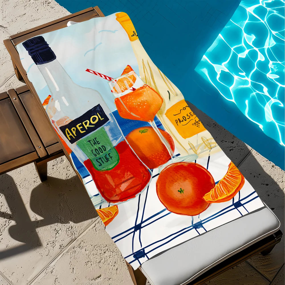 Aperol Spritz Quick-Dry Beach Towel | Soft Pool & Travel Towel Quick-Dry Beach Towel Peaceful Pleasures Health and Wellness z1 STJ70x140CM
