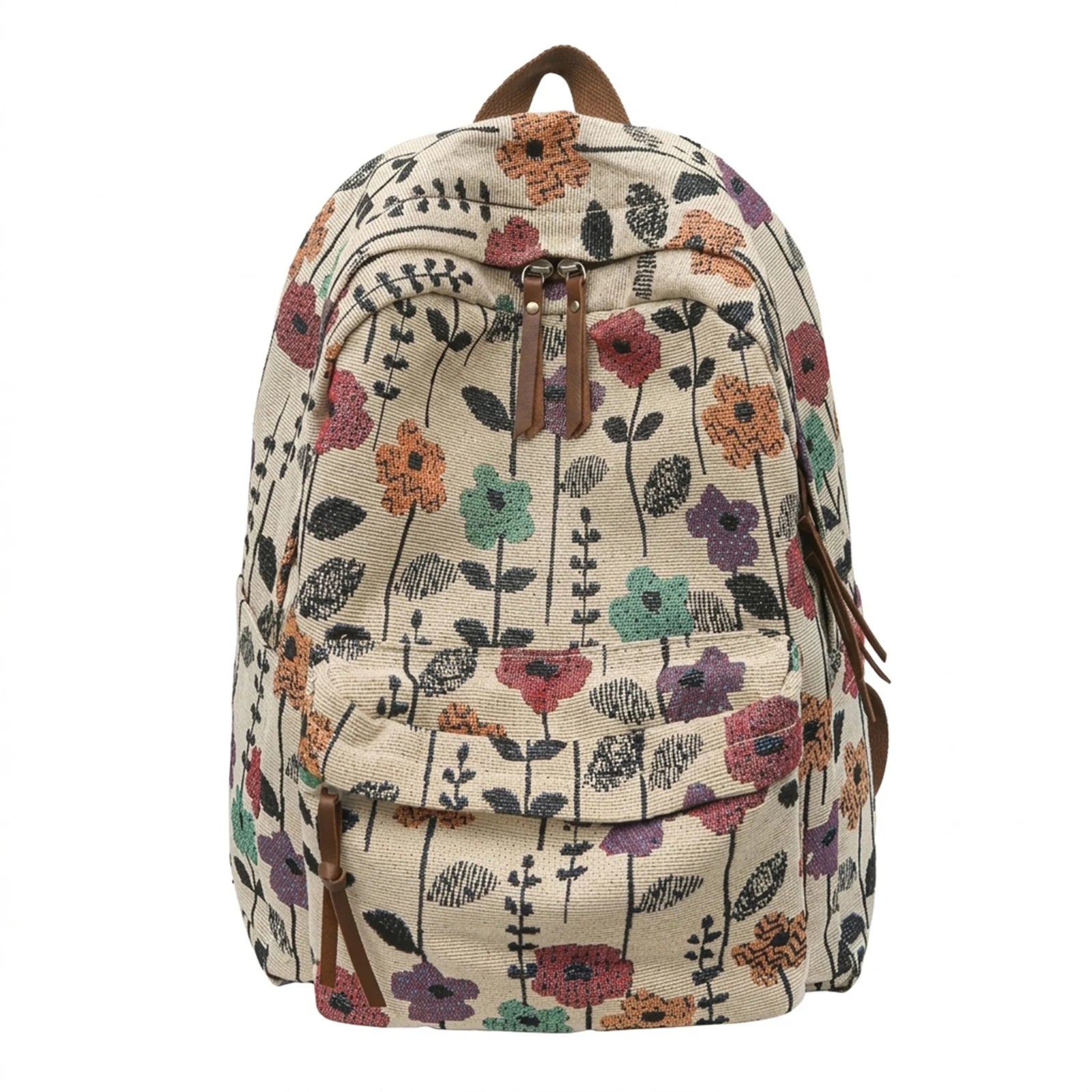 Floral Print Backpack For Women Lightweight Casual Daypack With Multi Compartments And Waterproof Fabric Peaceful Pleasures Health and Wellness Dark floral