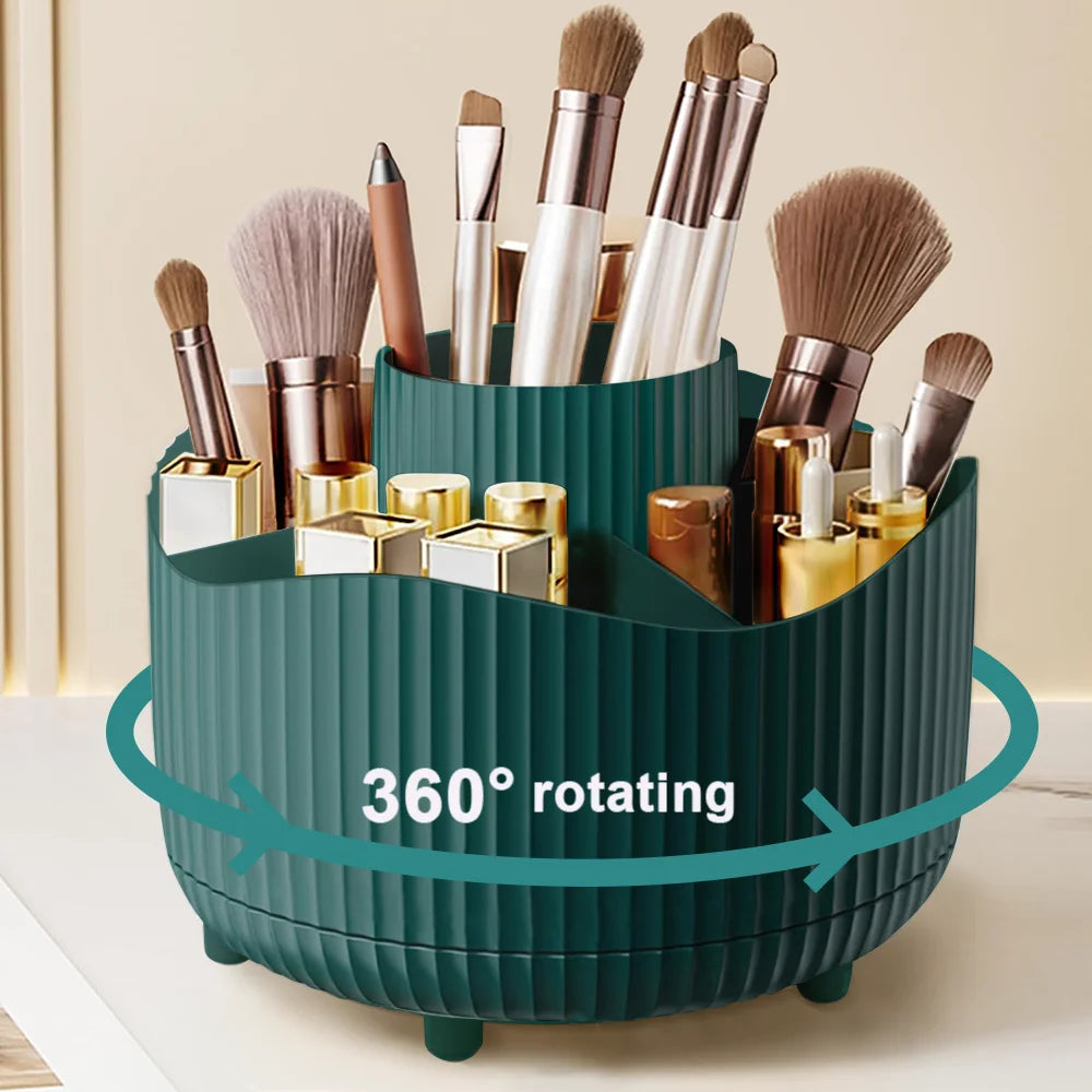 360° Rotating Makeup Organizer – Brush & Lipstick Holder