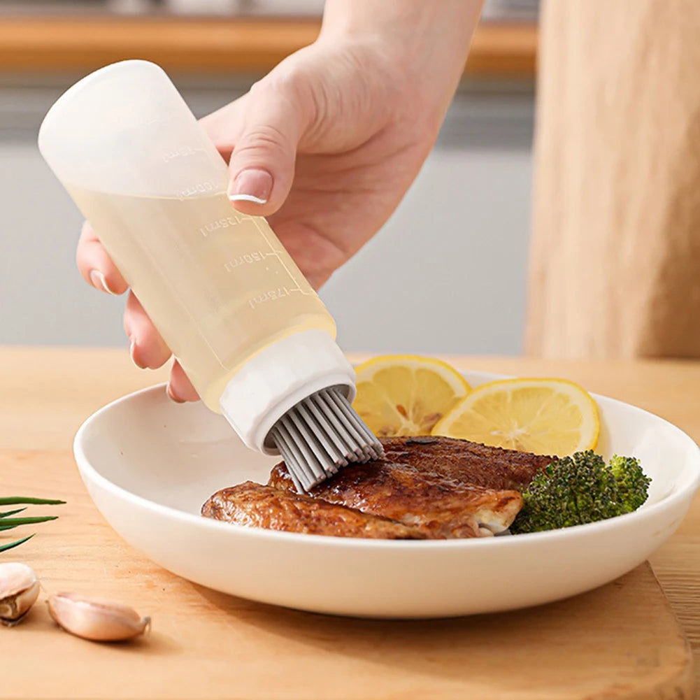 Silicone Oil Bottle With Brush,Heat-Resistant Outdoor Barbecue With Scale Brush Oil Pot,For Kitchen Cooking/Frying/BBQ Pancake Peaceful Pleasures Health and Wellness