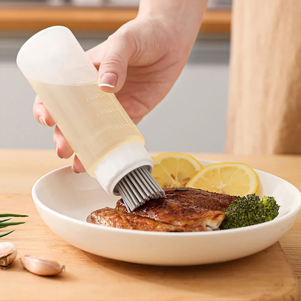 Silicone Oil Bottle with Brush – BBQ, Frying & Baking