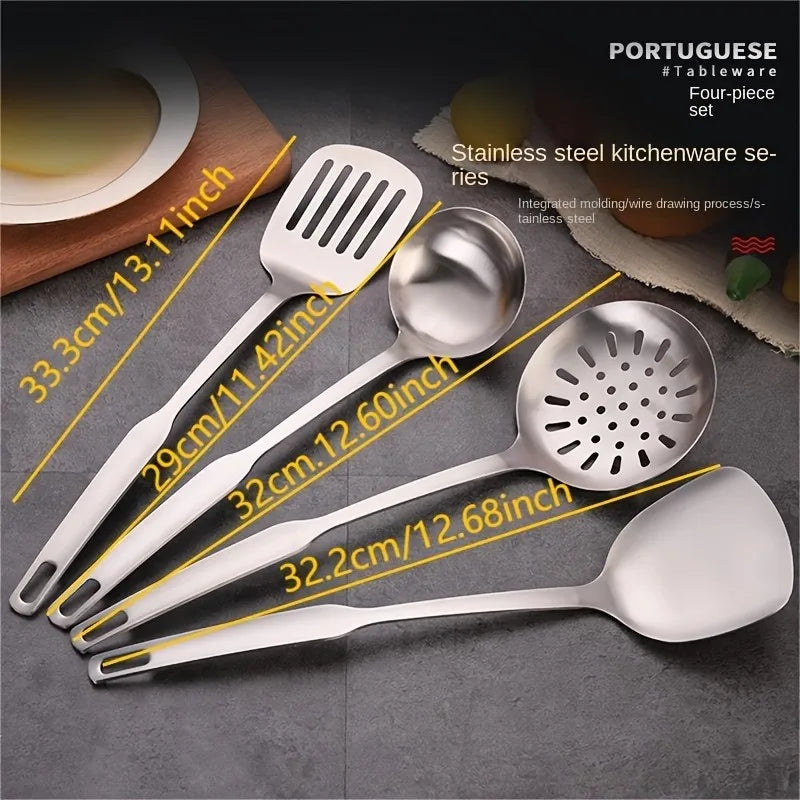 Thickened Stainless Steel Spatula Ladle & Slotted Spoon Set