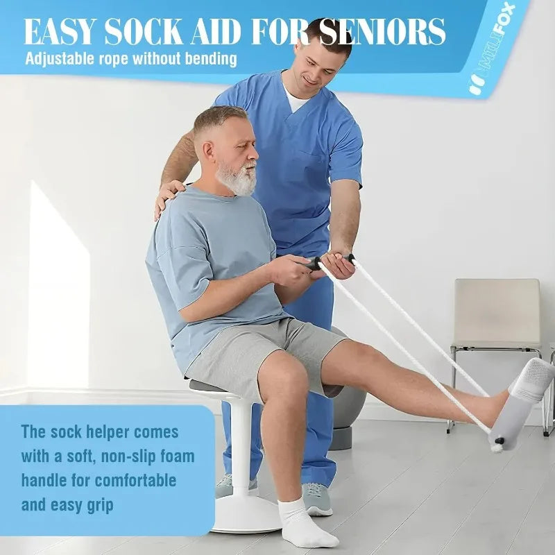 Sock Aid for Seniors with Easy Grip Foam Handles, Dressing Helper for Elderly, Disabled Limited Mobility Putting on Socks Easily Peaceful Pleasures Health and Wellness