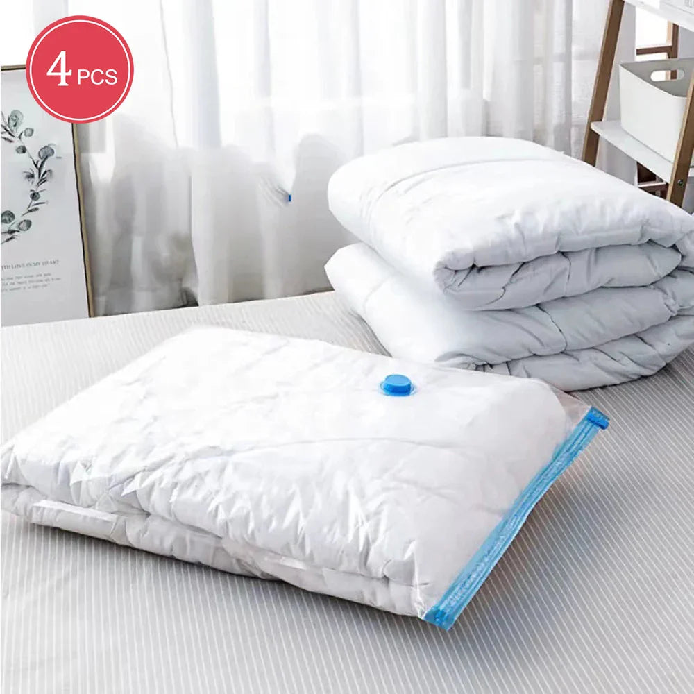 4-Pack Travel Compression Bags – No Vacuum or Pump Needed