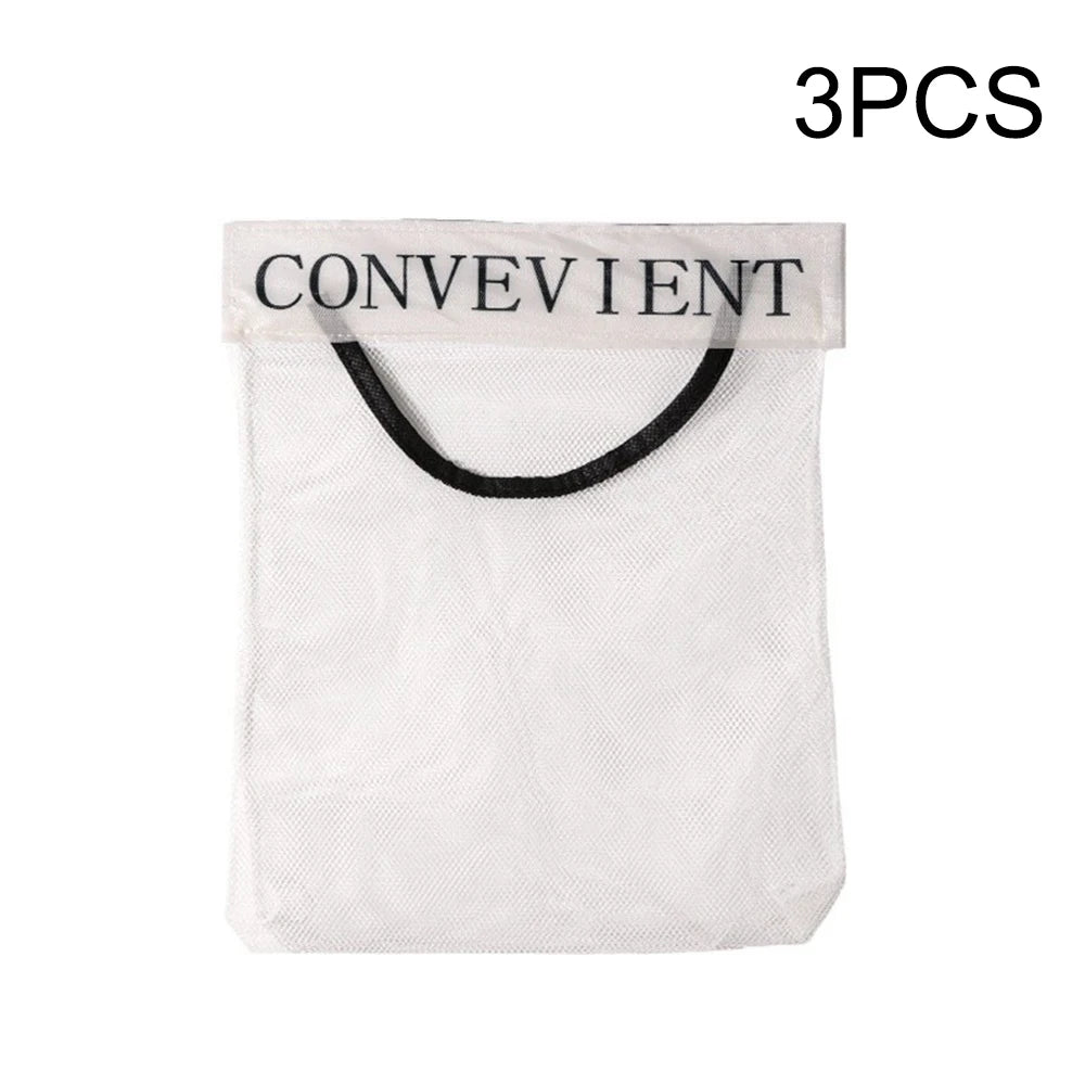 1-3PCS Wall-Mounted Large-Capacity Hanging Mesh Storage Bag Kitchen Garbage Bag Organizer Net Kitchen Storage Tool Peaceful Pleasures Health and Wellness 3pcs white