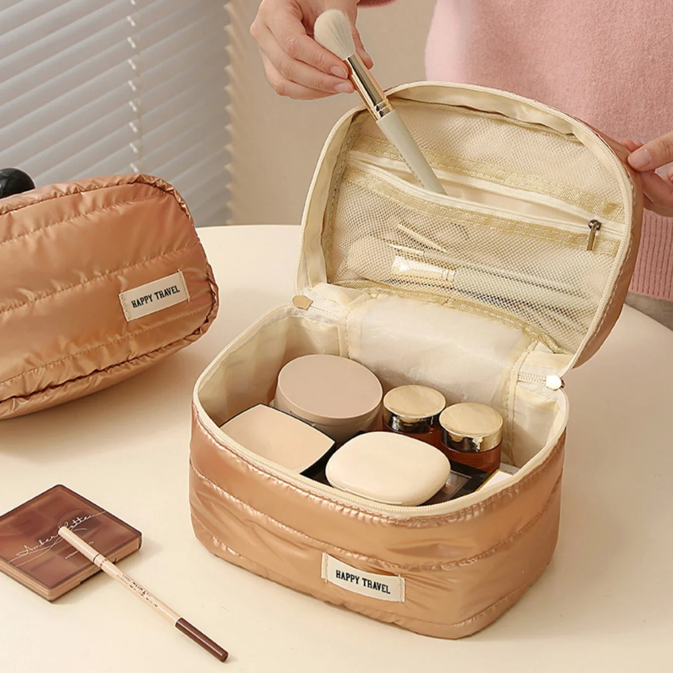 Large Travel Makeup Bag – Waterproof Cosmetic Organizer