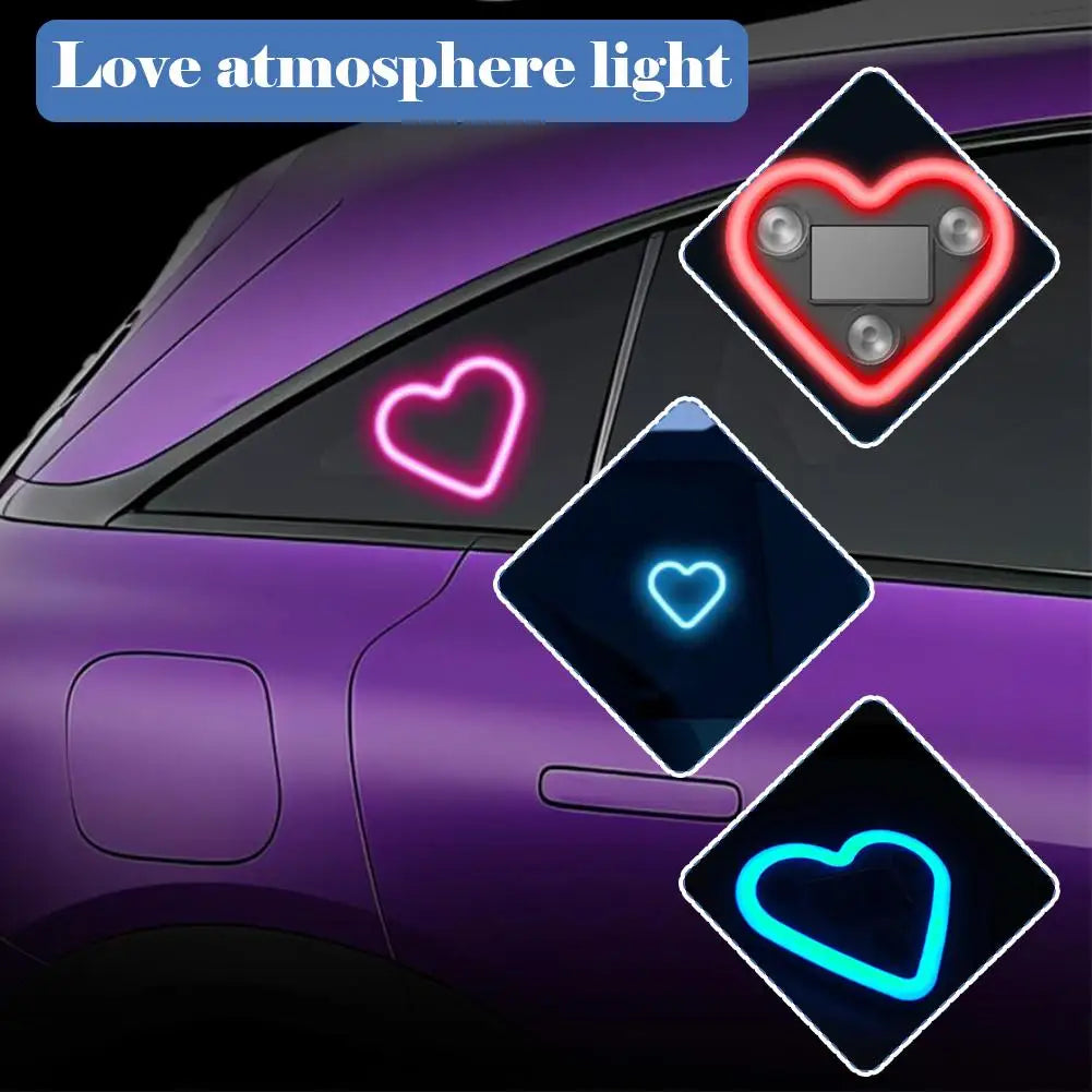 Solar Heart LED Car Window Light | IP65 Waterproof 1-2 Pack