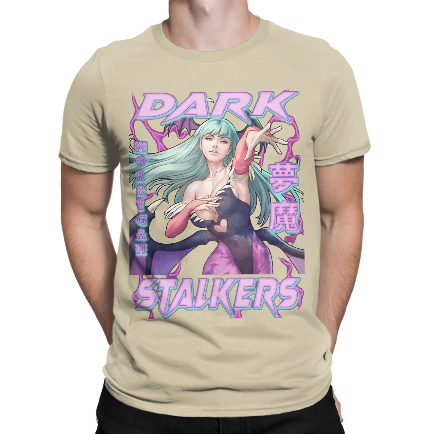 Men's Darkstalkers T Shirt Morrigan Aensland 100% Cotton Clothing Novelty Short Sleeve Round Neck Tees Plus Size T-Shirt Peaceful Pleasures Health and Wellness Khaki XXXL