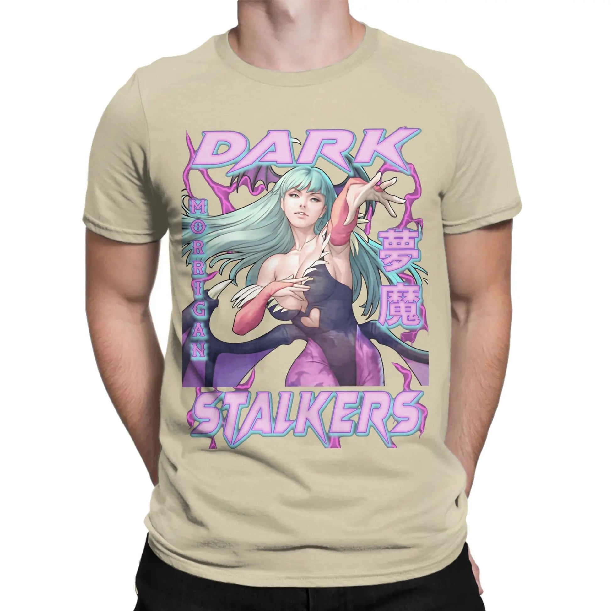 Men's Darkstalkers T Shirt Morrigan Aensland 100% Cotton Clothing Novelty Short Sleeve Round Neck Tees Plus Size T-Shirt Peaceful Pleasures Health and Wellness Khaki XXXL