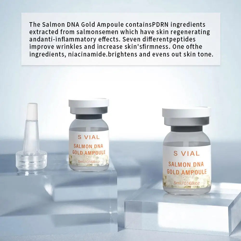 Salmon DNA Facial Essence Gold Ampoule Skin Booster Serum Kit Brightening Whitening Moisturizing Rejuvenation Care Skin Peaceful Pleasures Health and Wellness