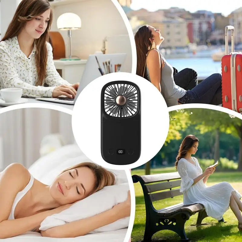 Portable Handheld Fan Folding Small Desk Fan with Digital Display Cool Down Gadget Cooling Blower For Indoor Outdoor Hot Weather Peaceful Pleasures Health and Wellness