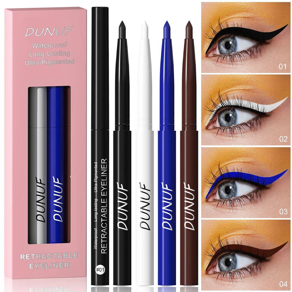 DUNUF 4-Pc Waterproof Eyeliner Pencil Set – Smudge-Proof