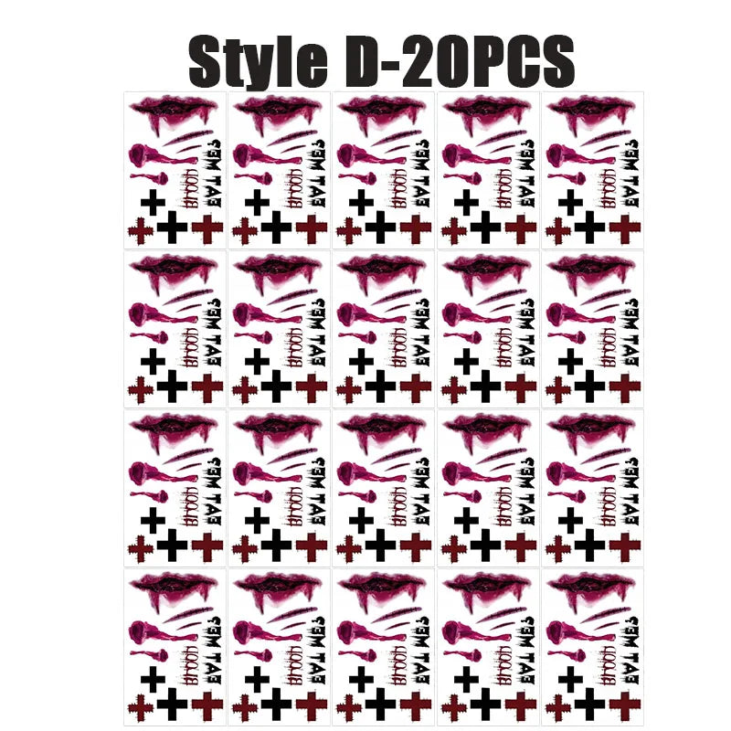Halloween Horror Temporary Tattoos – Bloody Scar & Wound Stickers