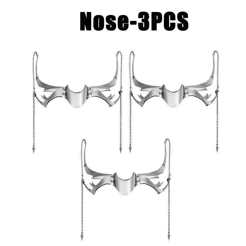 Metal Alien Face Mask Ear Cuff Lip Ring Punk Jewelry Unisex