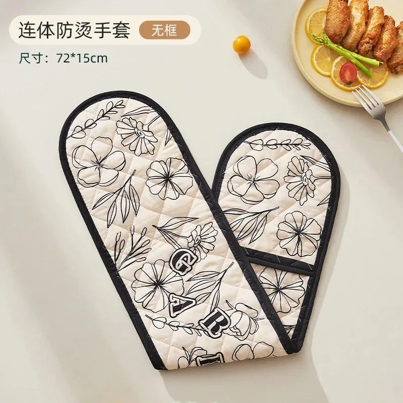 Heat Resistant Oven Mitts – Long Floral Kitchen & BBQ Gloves