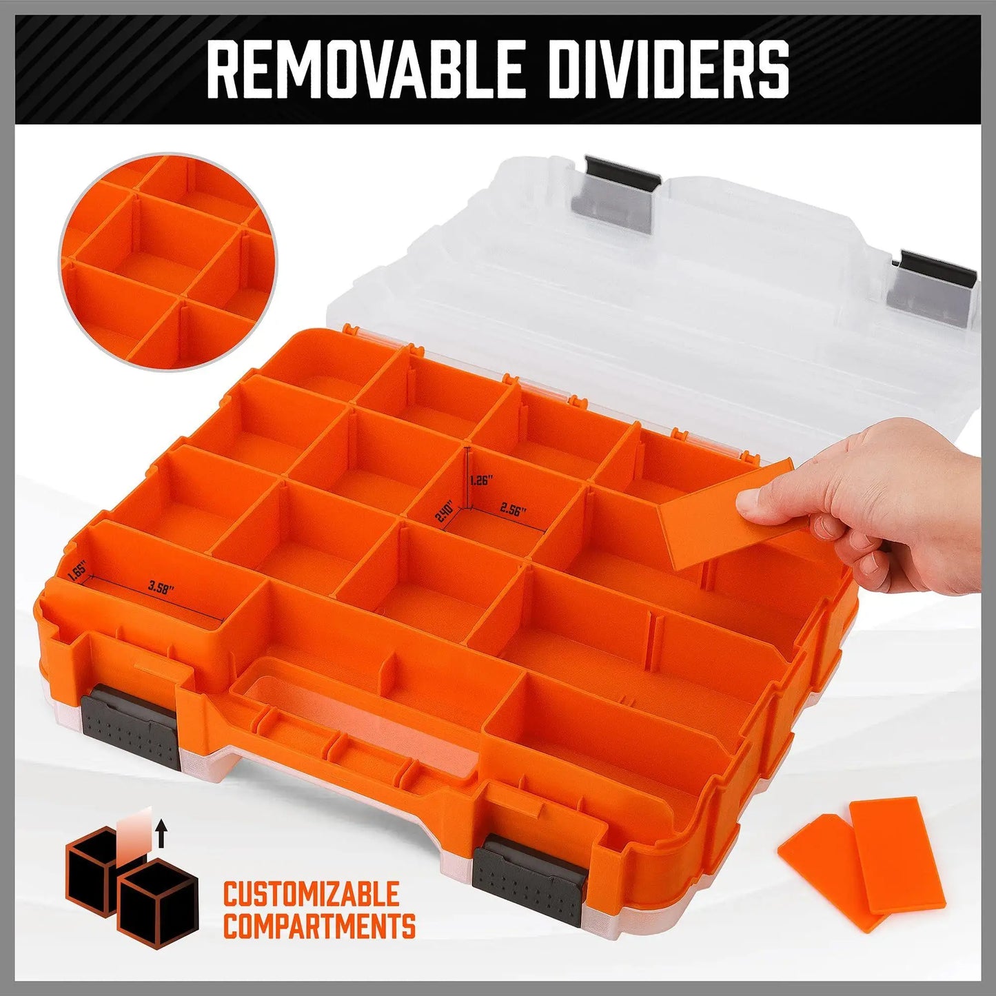 Portable Tool Box Organizer Double-Sided 34-Compartment Drill Bit Storage Bolt and Nut Case with Lid for Hardware Nail Bolt Nut Peaceful Pleasures Health and Wellness