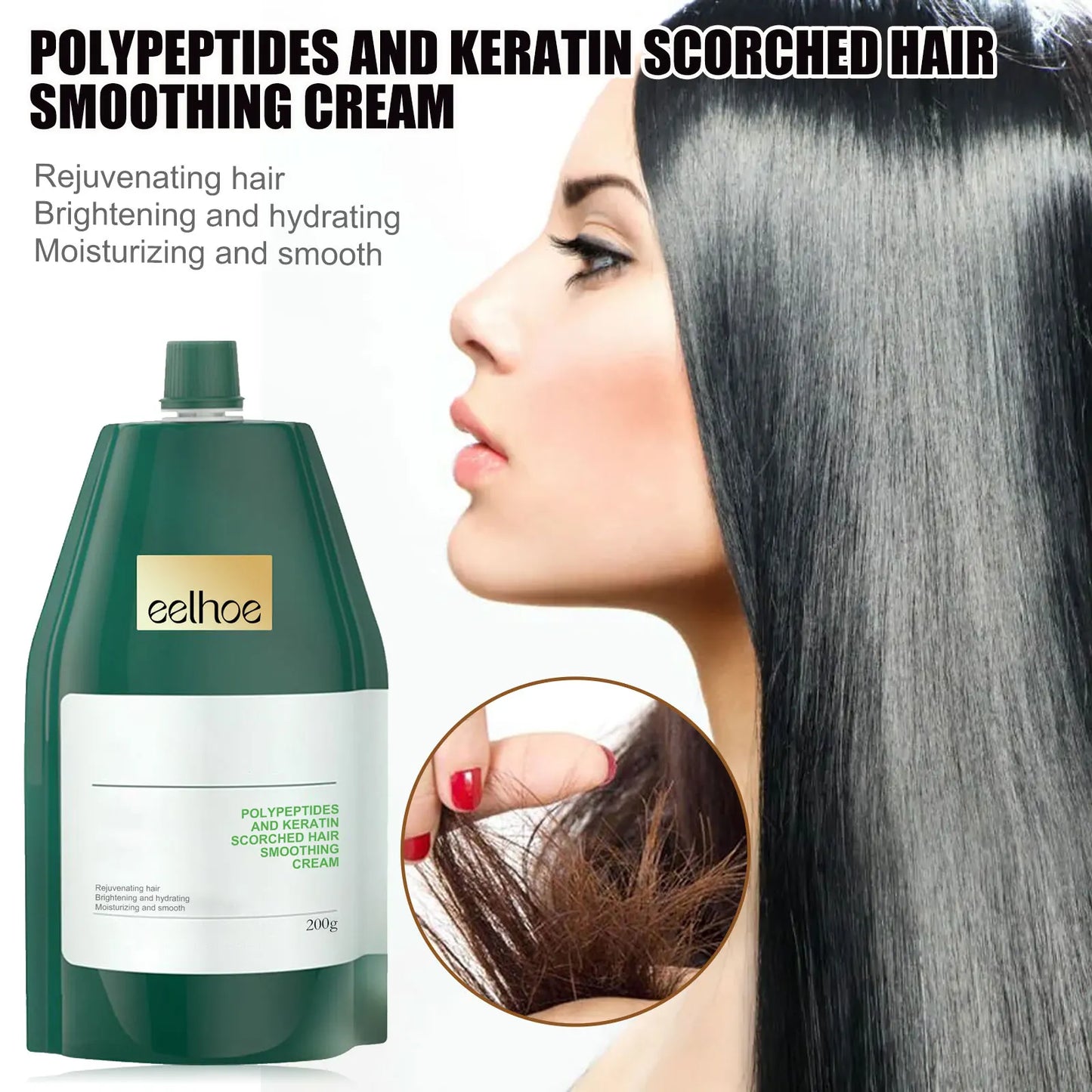 Keratin Hair Cream Quickly Smoothing Hair Reduce Frizz Split Ends Repairing Dry Damaged Scalp Moisturizing Hair Treatment Cream Peaceful Pleasures Health and Wellness