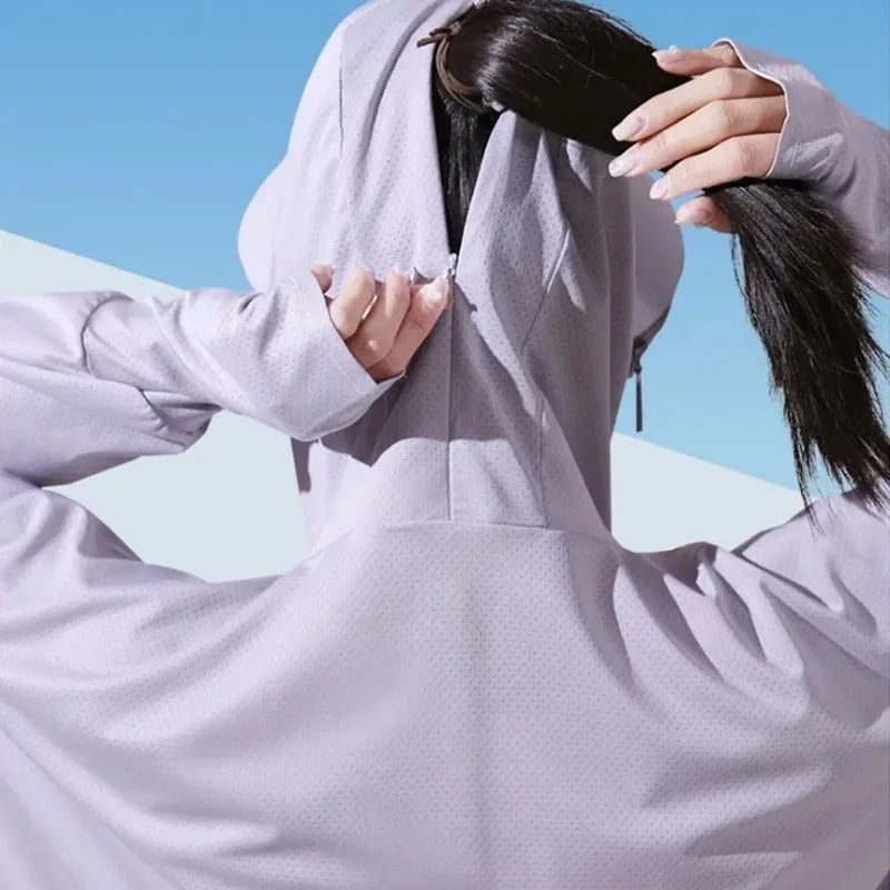 Women's UV Protection Ice Silk Jacket with Face Mask & Neck Gaiter
