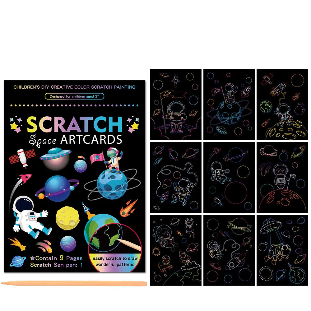 Children Scratch Painting Magic Rainbow Colors Art Card Books Early