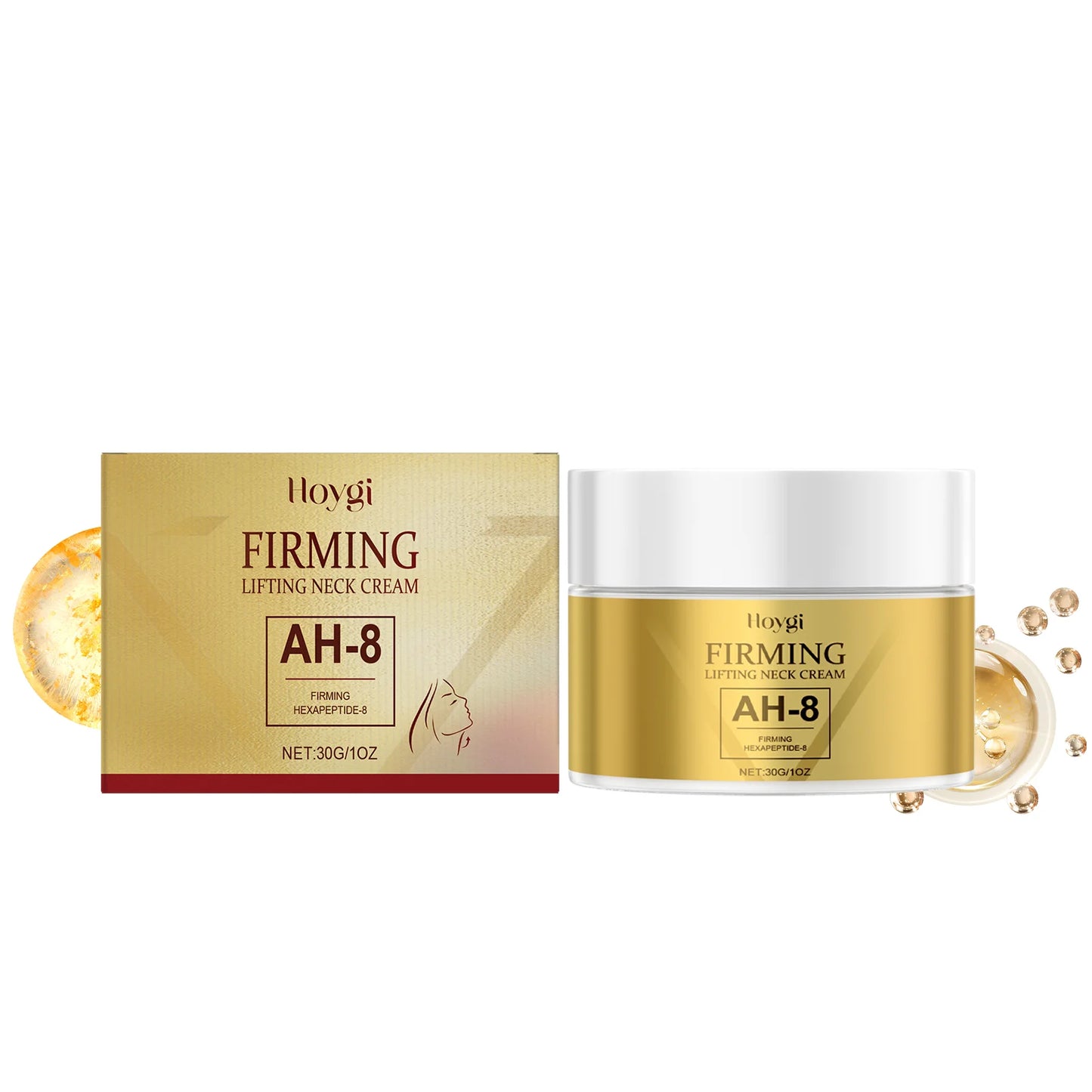 Ah-8 Firming Lifting Neck Cream Tightening Skin Eliminate Double Chin V-Shaped Reduce Fine Lines Sooth Massage Cream with Roller Peaceful Pleasures Health and Wellness D