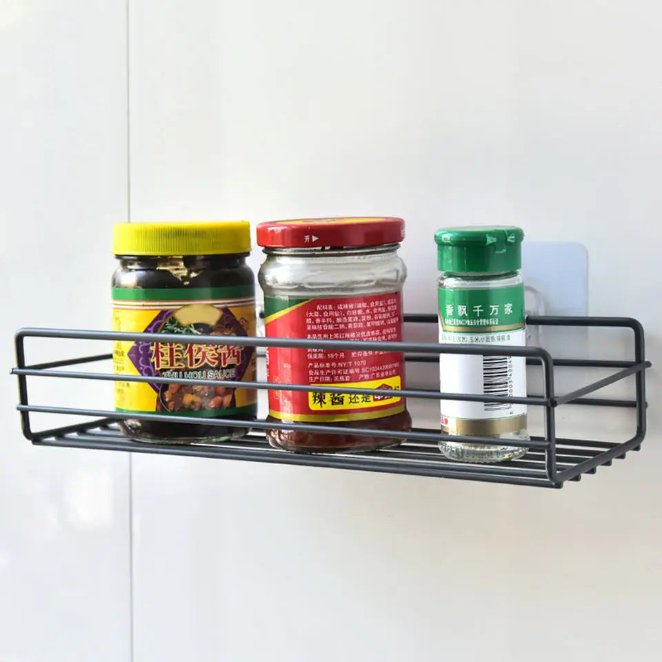 No-Drill Metal Wall Shelf | Bathroom & Kitchen Organizer