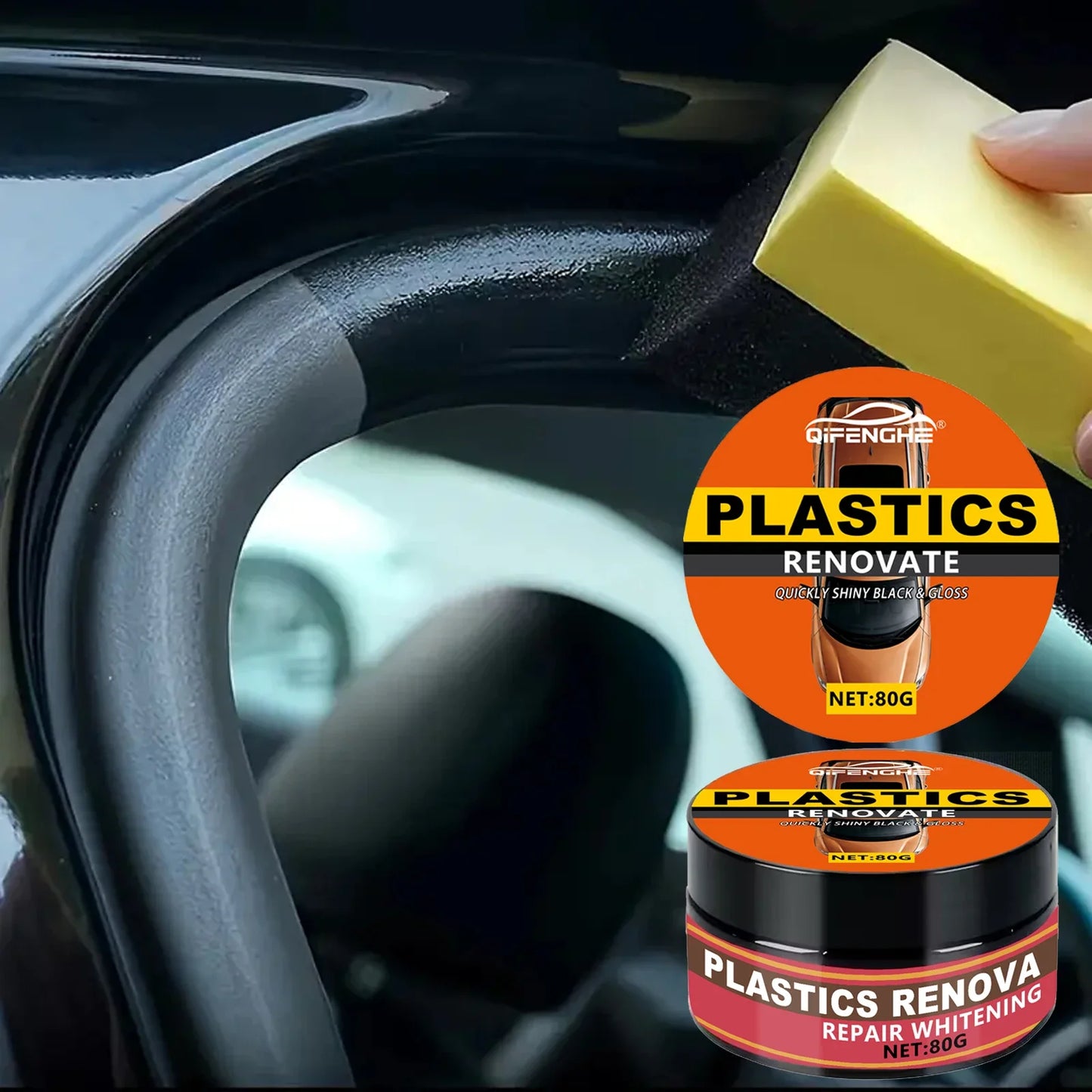 Car Plastic Restorer Cream – UV Protection & Black Trim Shine