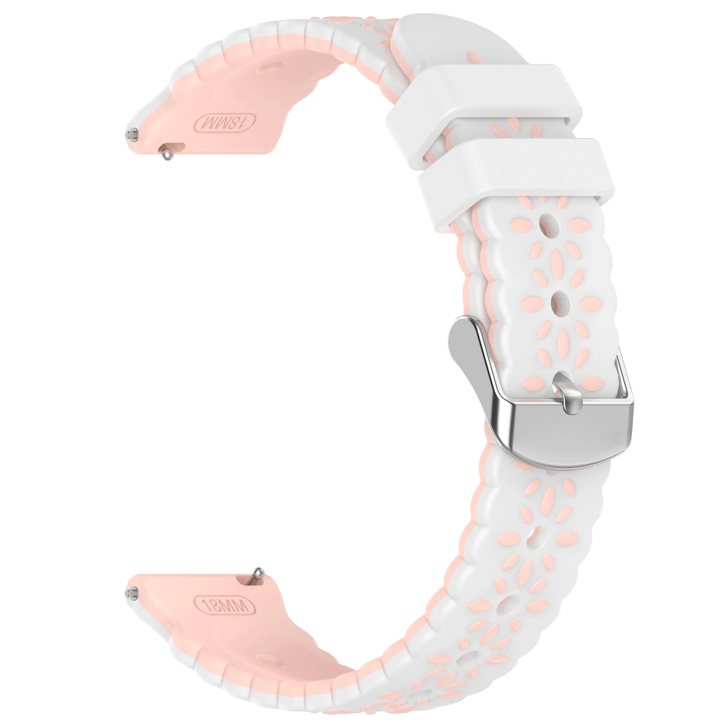 Silicone Watch Band 18mm 20mm – Huawei Samsung Garmin Strap Peaceful Pleasures Health and Wellness White LPink 20 MM