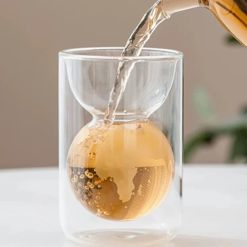 Double Layer Insulated Glass Water Cup Home Anti Scald Creative Earth Cup Men's and Women's High-end Personal Tea Cup Peaceful Pleasures Health and Wellness