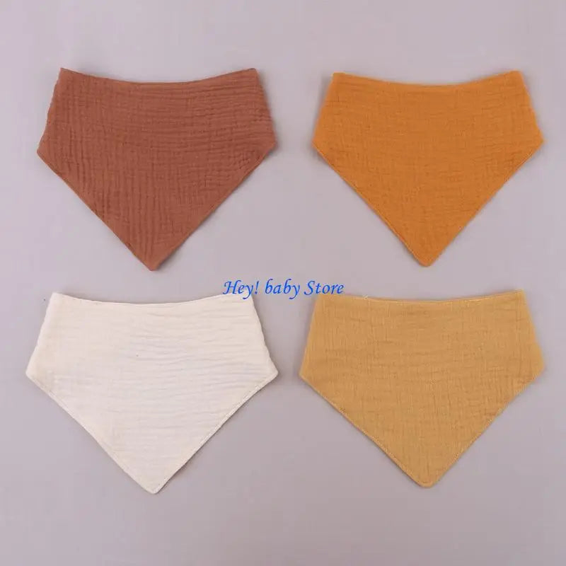4-Pack Soft Cotton Baby Bandana Bibs | Muslin Drool & Feeding