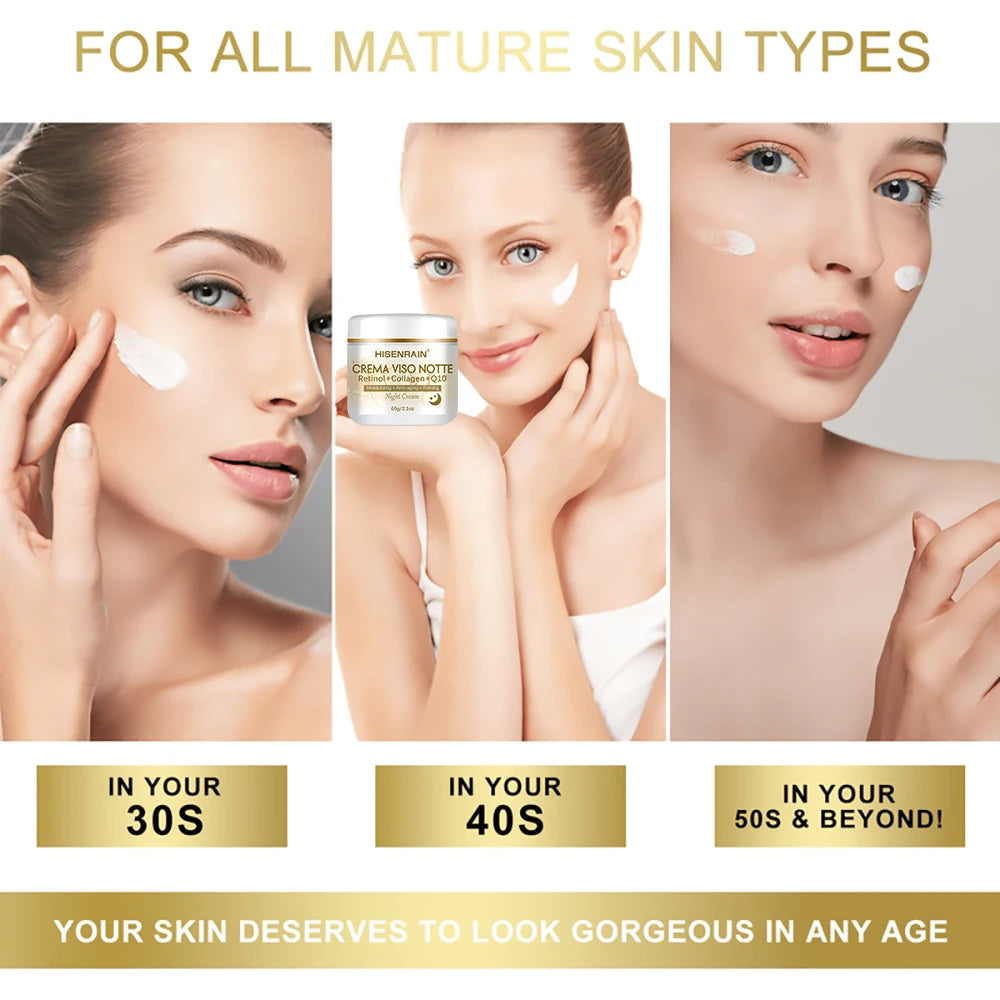HISENRAIN Retinol Collagen Night Cream for Anti-Aging & Skin Firming - Intensive Moisturizing Skincare Treatment. Peaceful Pleasures Health and Wellness