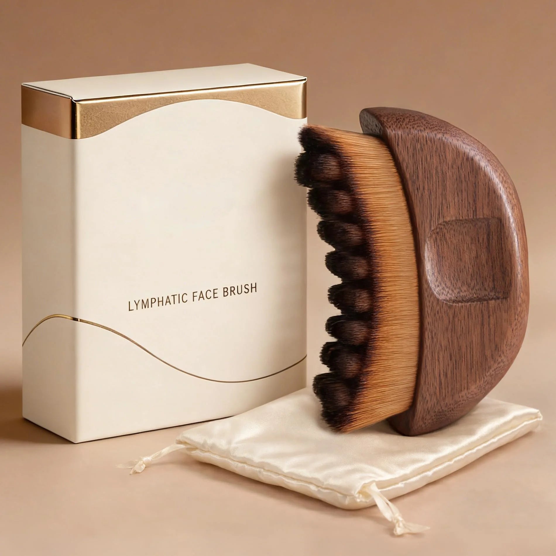 Walnut Lymphatic Facial Brush – Contour & Anti-Puffiness Tool Facial Massage Brush Peaceful Pleasures Health and Wellness Ivory