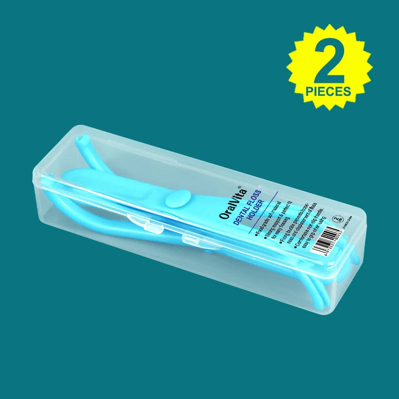 1/2Pcs Reusable Pick Holder Y Shape Plastic Dental Floss Rack Teeth Clean Care Tool Without Dental Floss Oral Hygiene Toothpick Peaceful Pleasures Health and Wellness 2pcs Blue