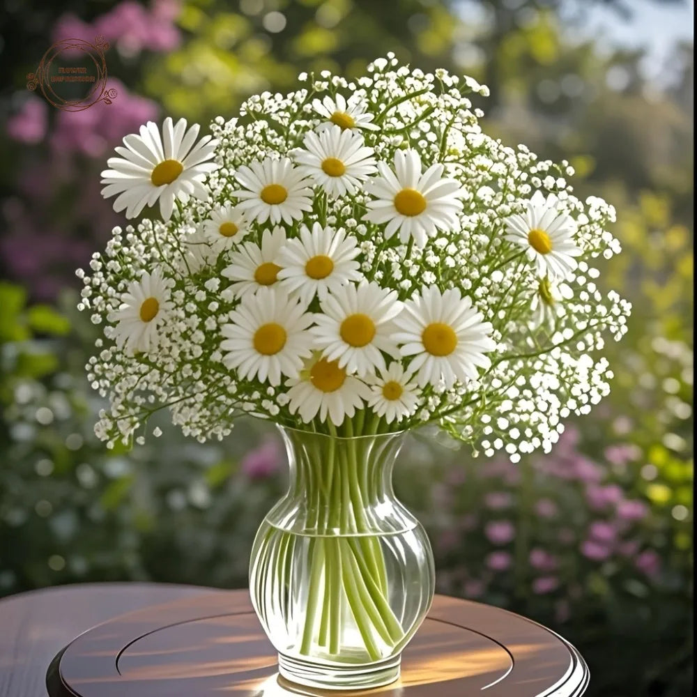 30pcs Artificial Chamomile & Gypsophila Bouquet | Wedding Decor