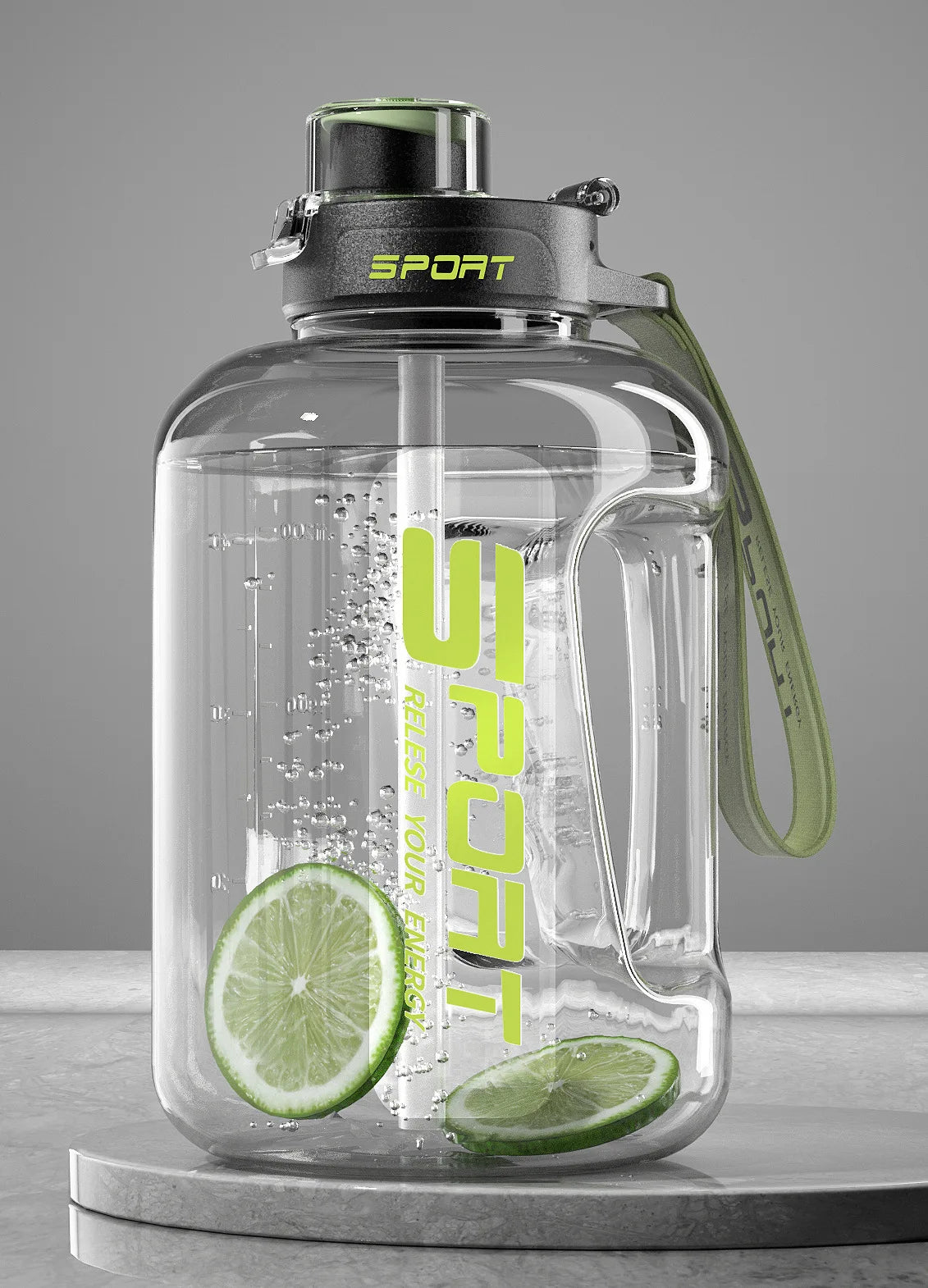 Extra Large 1700ml Sports Straw Water Bottle – BPA-Free Sports Water Bottle Peaceful Pleasures Health and Wellness GRAY