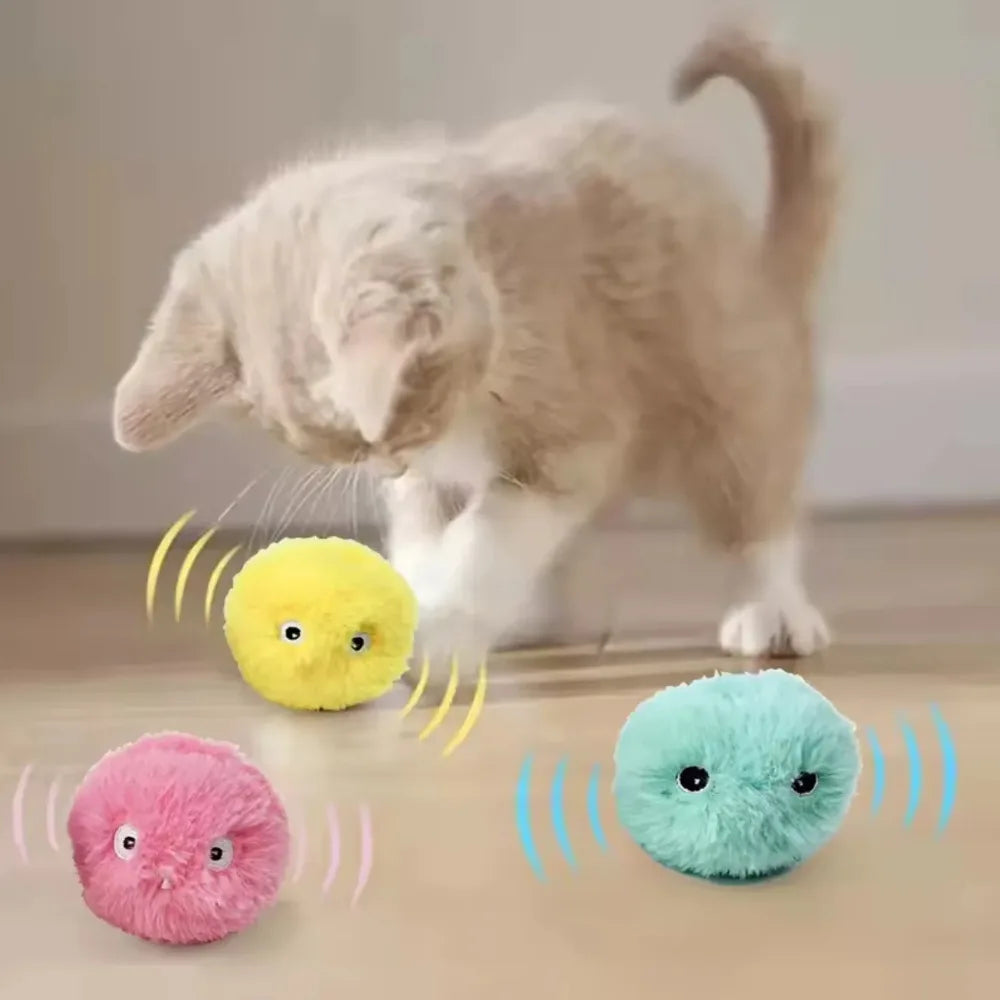 Interactive Electric Catnip Ball Cat Toy – Plush Squeaky Kitten